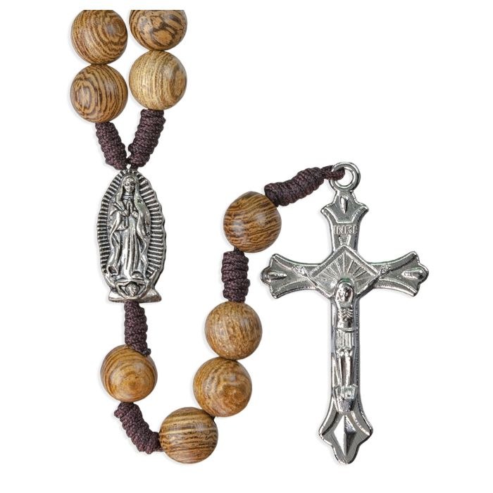 OUR LADY OF GUADALUPE WOOD CORD ROSARY