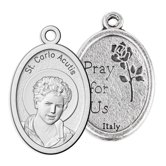 OVAL 1" ST CARLO ACUTIS OXIDIZED MEDAL