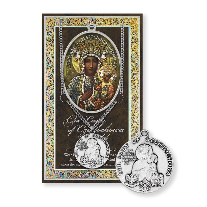 OUR LADY OF CZESTOCHOWA MEDAL AND FOLDER