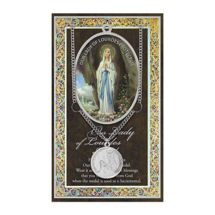 OUR LADY OF LOURDES MEDAL AND FOLDER