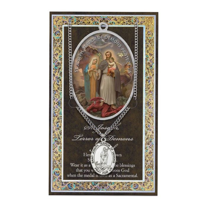 ST JOSEPH "TERROR OF DEMONS" MEDAL AND FOLDER