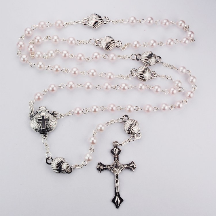 PINK PEARL SHELL BABY ROSARY
