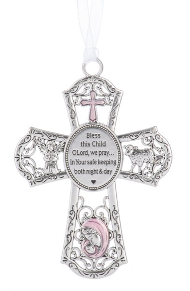 PINK CRIB CROSS BLESS THIS CHILD