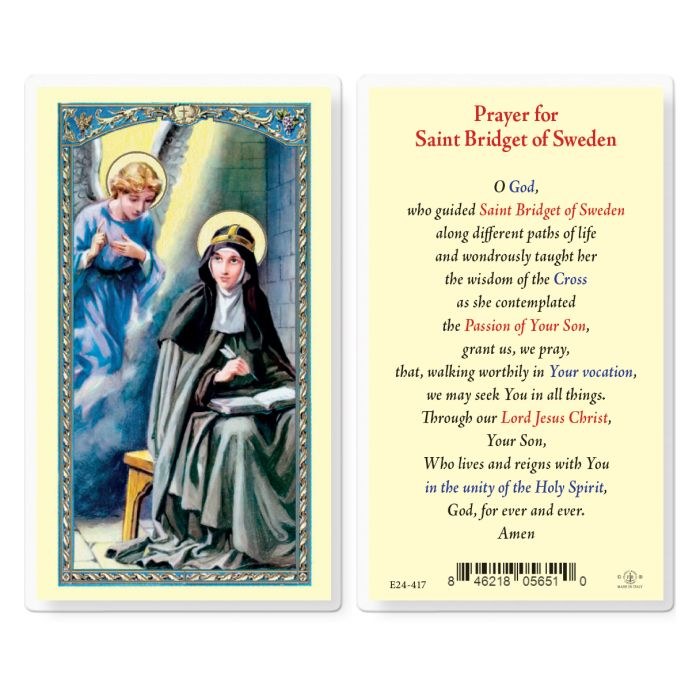 PRAYER FOR ST BRIDGET OF SWEDEN LAMINATED HOLY CARD