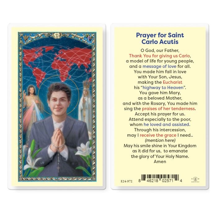 PRAYER TO ST CARLO ACUTIS LAMINATED HOLY CARD