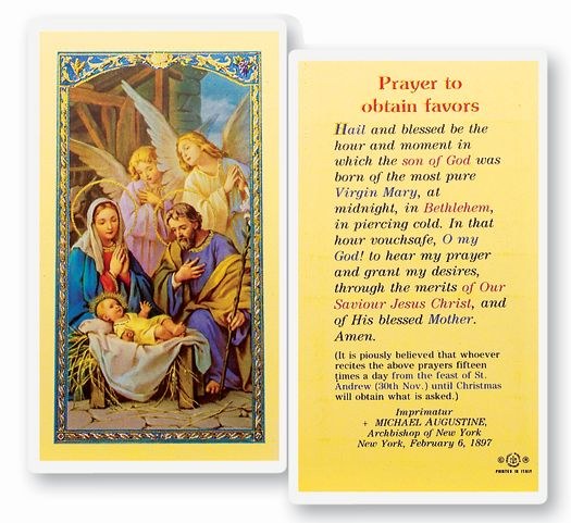 PRAYER TO OBTAIN FAVORS PRAYER CARD