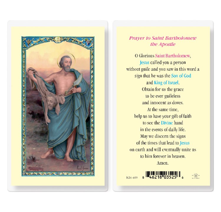 PRAYER TO ST BARTHOLOMEW THE APOSTLE PRAYERCARD