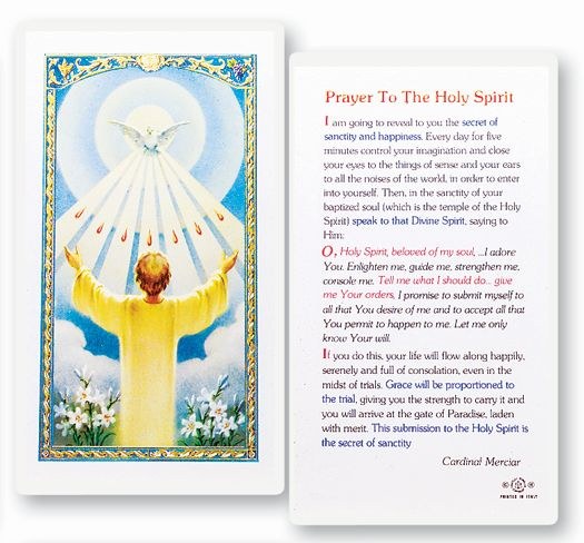 PRAYER TO HOLY SPIRIT CONFIRMATION CARD