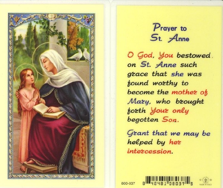 PRAYER TO ST ANNE PRAYER CARD