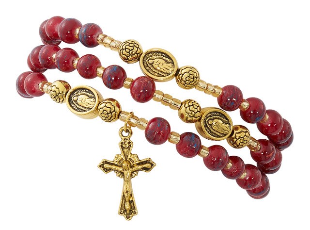 6MM RED/ GOLD TWISTABLE GUADALUPE BRACELET