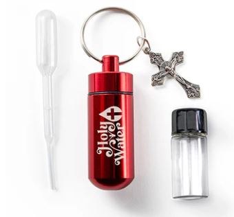 RED HOLY WATER VIAL KEYCHAIN