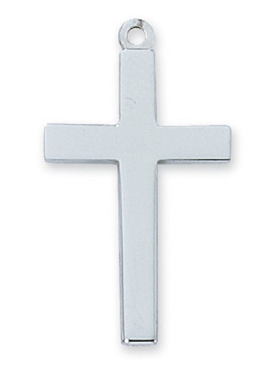 RHODIUM FINISH OVER PEWTER CROSS WITH 20'' CHAIN