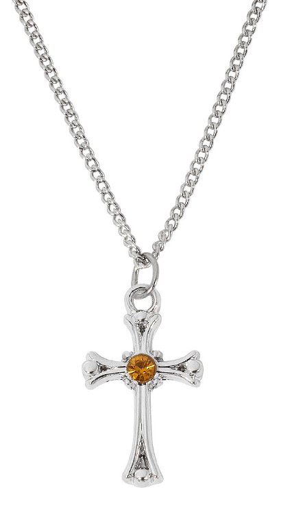 RF TOPAZ STONE CROSS ON 16-18'' ADJUSTABLE CHAIN
