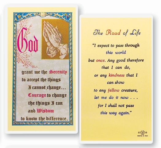 ROAD OF LIFE SERENITY PRAYER CARD