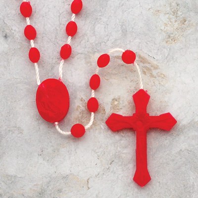PLASTIC CORD ROSARY - RED