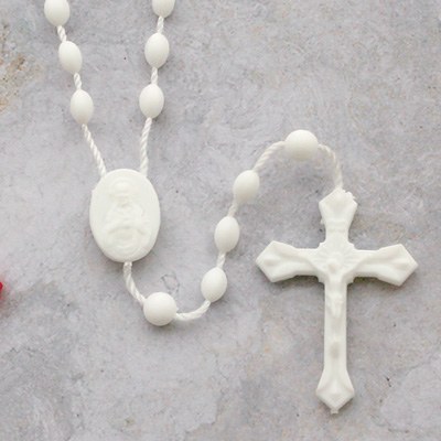 PLASTIC CORD ROSARY - WHITE