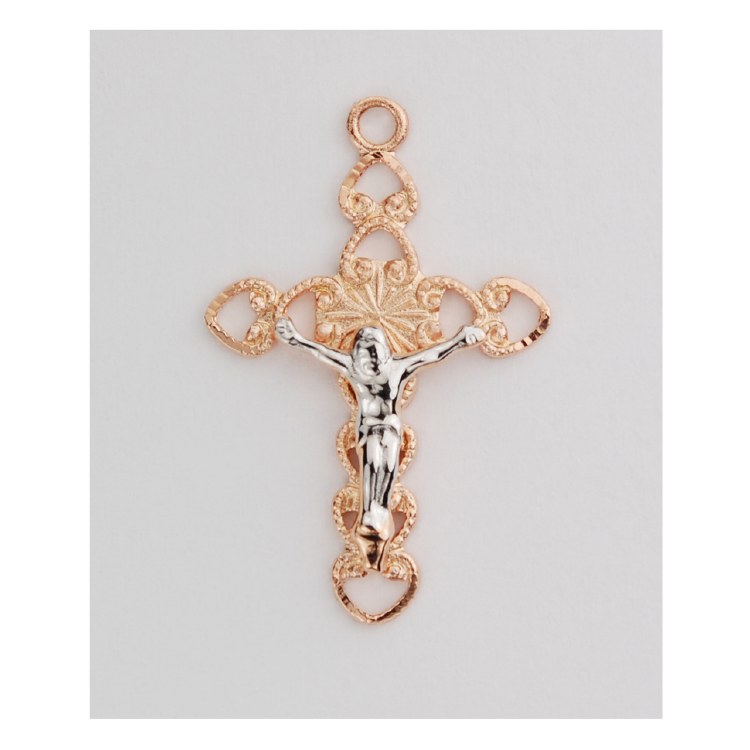 ROSE GOLD SS TWO TONE CRUCIFIX