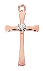 ROSE GOLD SS CROSS WITH CRYSTAL