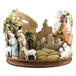 ROUND NATIVITY ADVENT CANDLE HOLDER