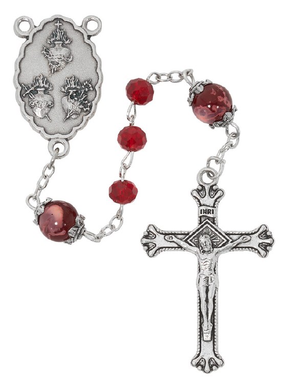 RUBY TREE HEART ROSARY