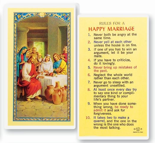 RULES FOR A HAPPY MARRIAGE PRAYER CARD