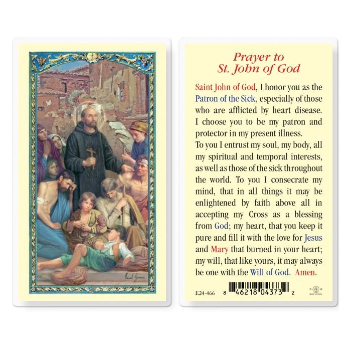 ST JOHN OF GOD HOLY CARD