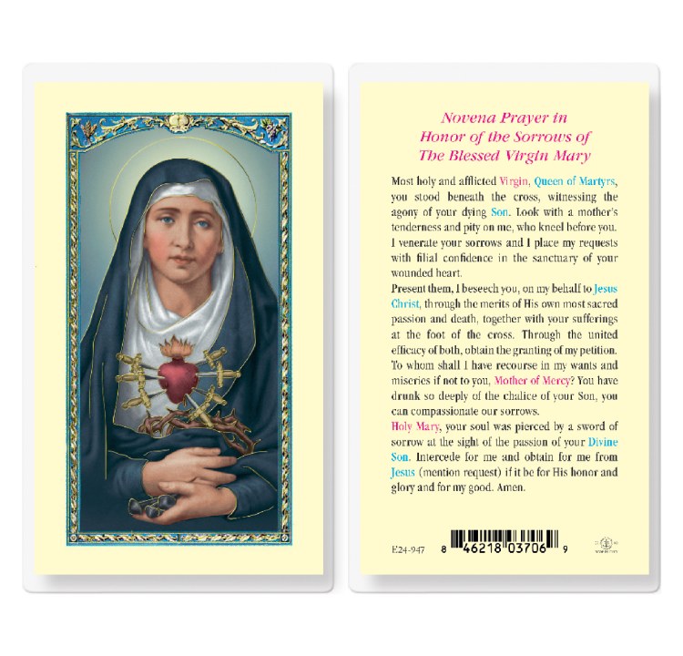 NOVENA PRAYER IN HONOR OF THE SORROWS OF THE BLESSED VIRGIN MARY