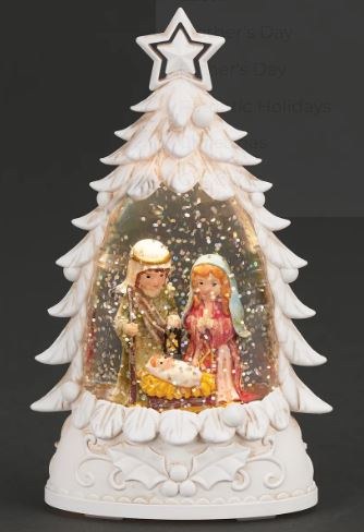 SHIMMER TREE WITH HOLY FAMILY LED