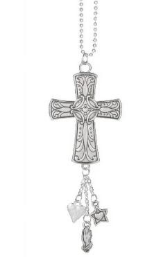 SILVER CROSS CAR CHARM