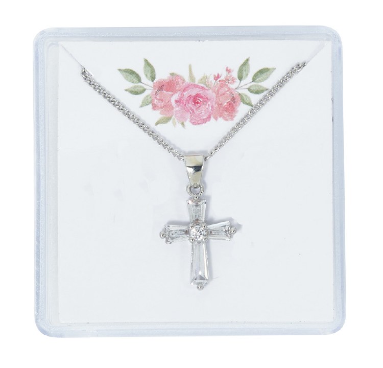 CRYSTAL CUBIC ZIRCONIA CROSS PENDANT