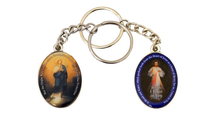 DIVINE MERCY/IMMACULATE CONCEPTION DOUBLE-SIDED KEY CHAIN (SMALL)
