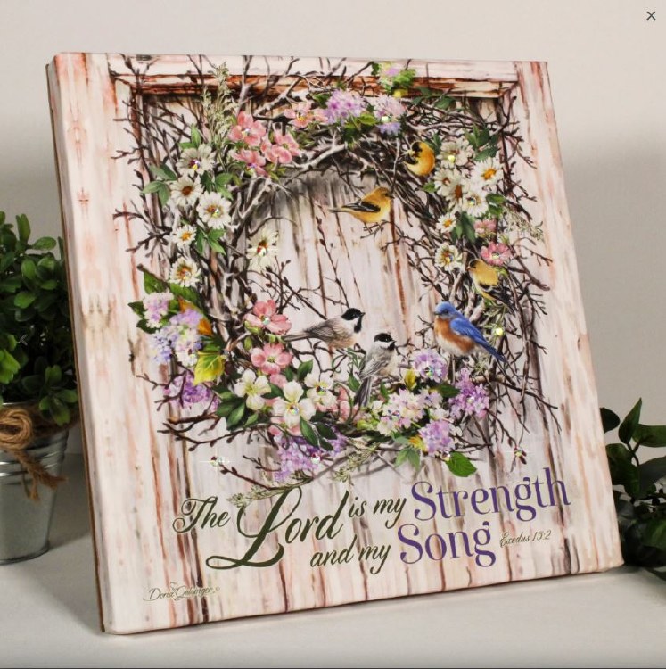 SPRING WREATH PRINT WITH DAZZLING CRYSTALS