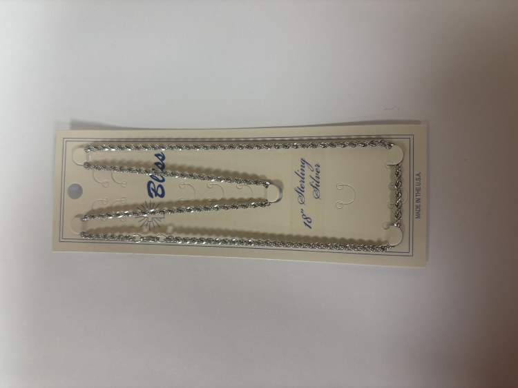 STERLING SILVER FRENCH 18'' ROPE CHAIN