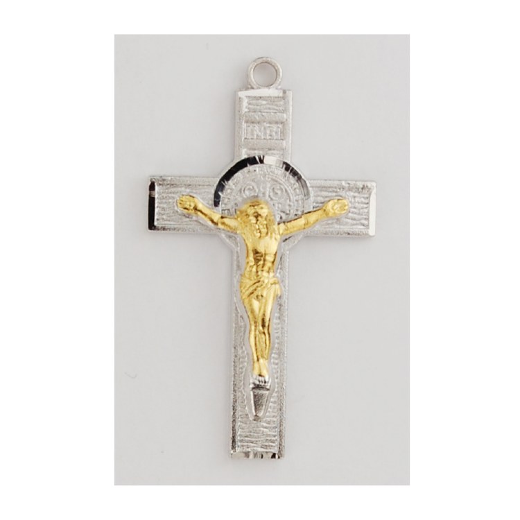 SS TWO TONE ST BENEDICT CRUCIFIX