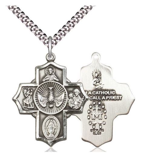 SS 5-WAY MEDAL SN 24" CHAIN
