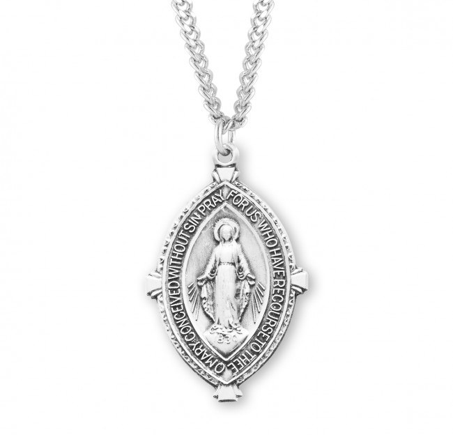 SS DOUBLE POINTED OVAL MIRACULOUS MEDAL