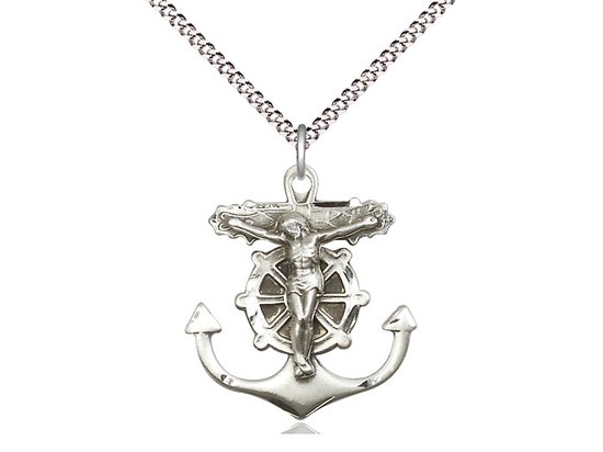 SS ANCHOR CRUCIFIX 18''