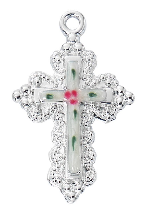 STERLING SILVER CLOISONNE ENAMEL CROSS