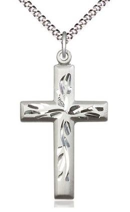 SS CROSS ENGRAVED 1'' 18'' CHAIN