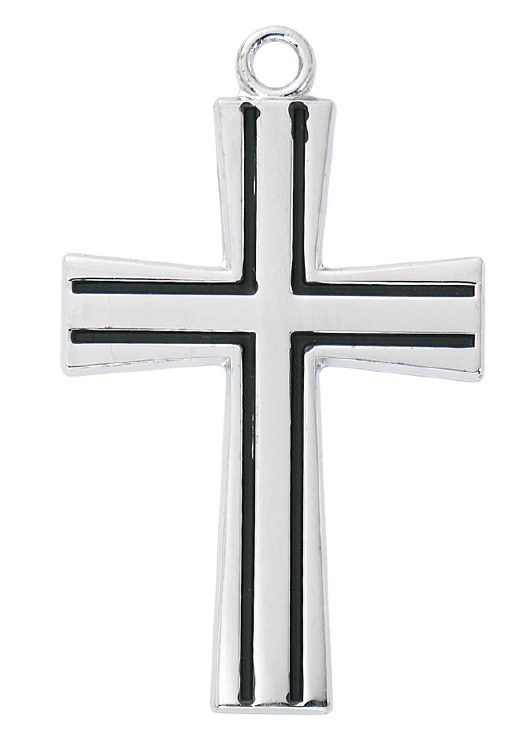 STERLING SILVER CROSS WITH BLACK FILL