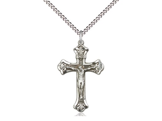 STERLING SILVER DETAILED ENGRAVED CRUCIFIX