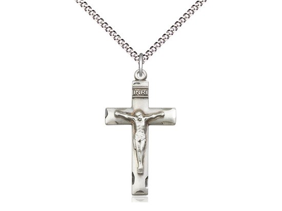 STERLING SILVER SMOOTH CRUCIFIX WITH 18'' CHAIN