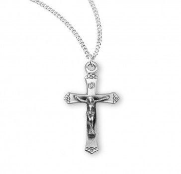 STERLING SILVER FLOWERED TIP CRUCIFIX