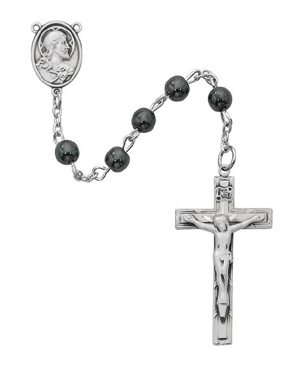 STERLING SILVER GENUINE HEMATITE ROSARY