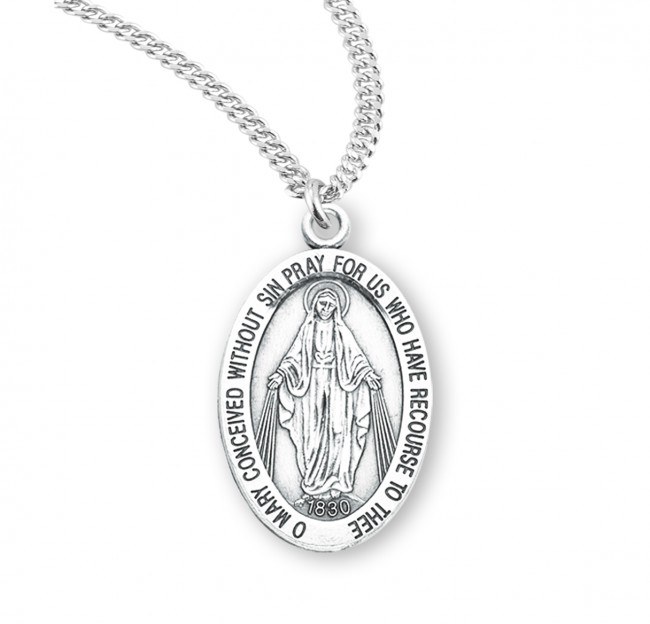 SS LARGE MIRACULOUS MEDAL 20&quot; CHAIN