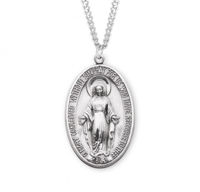 SS LARGE OVAL MIRACULOUS MEDAL 27" CHAIN