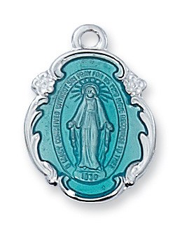 SS MIRACULOUS MEDAL WITH BLUE ENAMEL