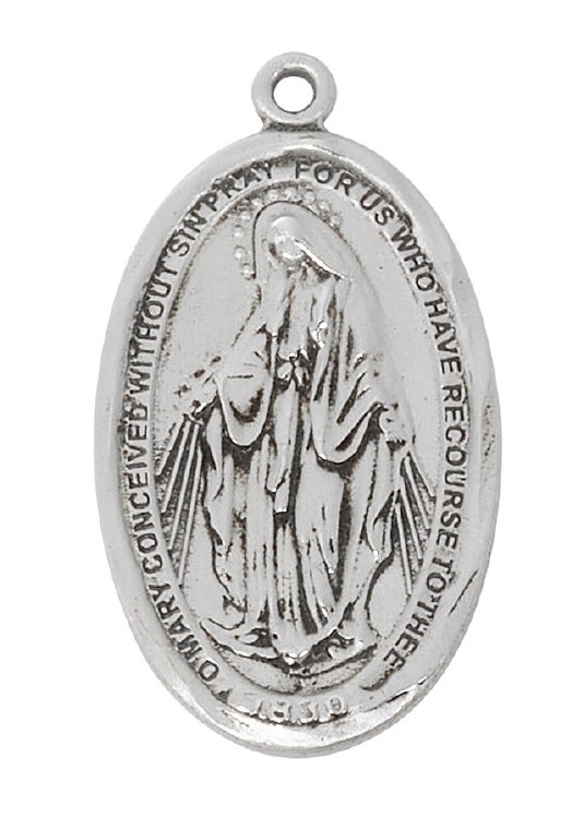 STERLING SILVER MIRACULOUS MEDAL WITH 20'' CHAIN