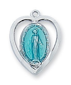 SS MIRACULOUS MEDAL HEART SHAPED