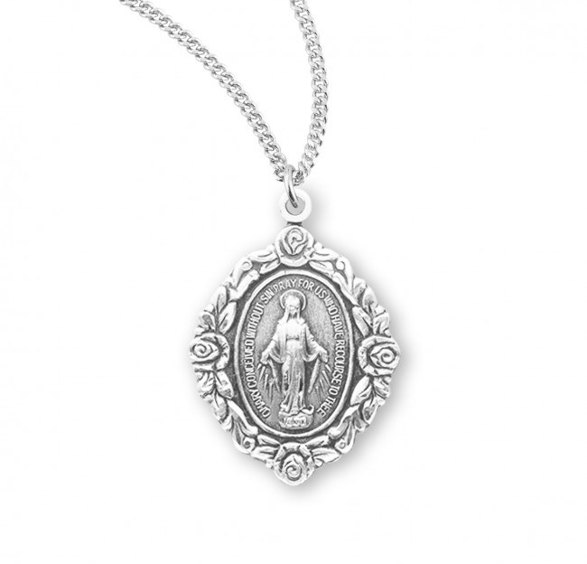SS MIRACULOUS MEDAL WITH ROSES